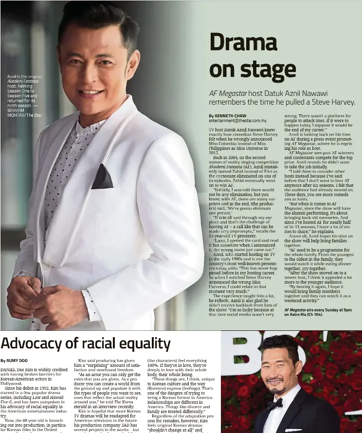  ??  ?? Aznil is the original Akademi Fantasia host, helming Season One to Season Five and returned for its ninth season. — IBRAHIM MOHTAR/The Star