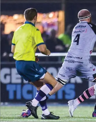  ?? ?? Tom Jordan in action for Glasgow Warriors on URC duty at Scotstoun against Dragons