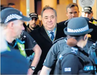  ?? Picture: PA. ?? Former First Minister Alex Salmond leaving the High Court in Glasgow yesterday ahead of his trial next month.