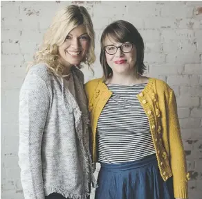  ??  ?? Jill Griffiths, left, has a popular line of dresses for girls, and bow ties for boys. Crystal Tracy helps in manufactur­ing the garments.