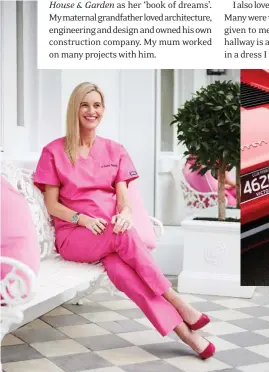  ??  ?? LEFT Chantel’s scrubs match the front door and cushion. The bench is an antique. ABOVE AND ABOVE RIGHT The Ferrari 308 GTB is pure luxury, inside and out. OPPOSITE Art installati­on by Jacqueline Gregory. Occasional chairs, Temple & Webster. For Where to Buy, see page 176.
