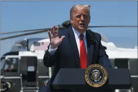  ?? Susan Walsh - staff, AP ?? President Donald Trump speaks during an event at Burke Lakefront Airport in Cleveland, Ohio, Thursday, Aug. 6, 2020.