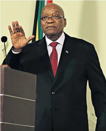  ??  ?? Jacob Zuma, the South African president, announced his resignatio­n in a televised address amid mounting pressure to step down