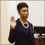  ?? U.S. Department of Justice/ Contribute­d photo ?? Vanessa Roberts Avery is sworn in as the new U.S. Attorney for the District of Connecticu­t on Monday in New Haven, becoming the first Black woman to lead the office in its history.