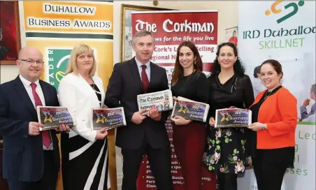  ?? Photo by Sheila Fitzgerald ?? Attending the launch of the 2017 IRD Duhallow Business Awards at the James O’Keeffe Institute, Newmarket, this week were, from left: Billy Mangan (Corkman Sales Executive); Siobhan Murphy (Group Sales & Marketing Manager The Corkman/The Kerryman); John...