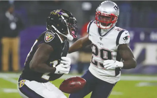  ?? TODD OLSZEWSKI/ GETTY IMAGES/ FILES ?? The Ravens cut punt returner Cyrus Jones in November 2019. Two weeks later he was a cardiology patient at the University of Colorado Hospital.