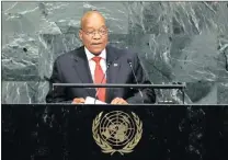  ?? PICTURE: REUTERS ?? President Jacob Zuma addresses the 72nd UN General Assembly in New York.