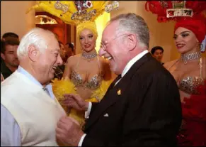  ?? The Associated Press file ?? Then-Las Vegas Mayor Oscar Goodman, right, greets former Los Angeles Dodgers manager Tommy Lasorda in Anaheim, Calif., in 2004.