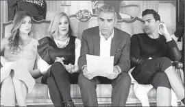  ?? Steve Wilkie
Pop TV ?? “CREEK” cast members, from left, are Annie Murphy, Catherine O’Hara, Eugene Levy and Dan Levy. The comedy is beginning a second season on Pop TV.