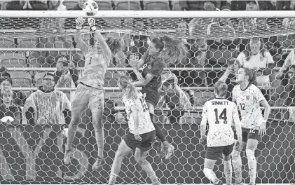  ?? RAY ACEVEDO/USA TODAY SPORTS ?? USA goalkeeper Alyssa Naeher (1) makes a save against Canada during extra time of the Gold Cup semifinal match at Snapdragon Stadium.