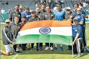  ?? ?? Indian team after winning the Davis Cup tie against Denmark.