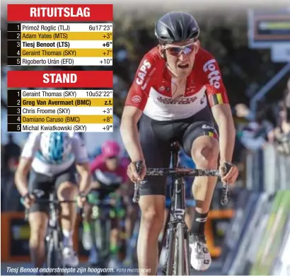  ?? FOTO PHOTO NEWS ?? Tiesj Benoot onderstree­pte zijn hoogvorm.