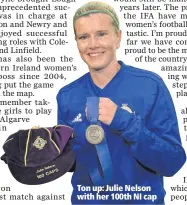  ??  ?? Ton up: Julie Nelson with her 100th NI cap