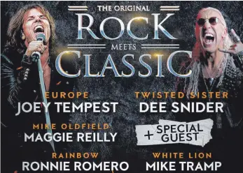  ?? FOTO: VERANSTALT­ER ?? „Gespickt mit echten Weltstars und wahren Helden des Classic Rock. Allen voran Superact Joey Tempest von Europe & Dee Snider von Twisted Sister“, sei das Konzert, heißt es in der Bigbox-Vorschau