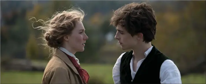  ?? SONY PICTURES ?? Saoirse Ronan and Timothée Chalamet share a scene in “Little Women.”