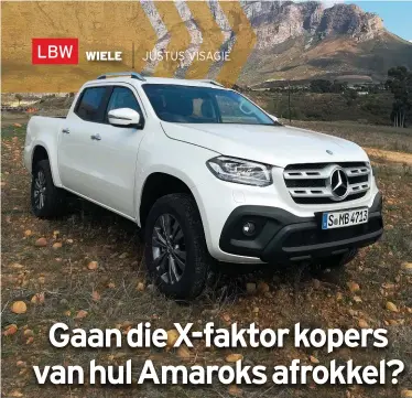  ??  ?? Die nuwe Mercedes-bakkie se verwantska­p aan Nissan se nuwe Navara is duidelik, maar die ooreenkoms eindig by ’n paar ontwerpele­mente, die enjin en die ratkas.