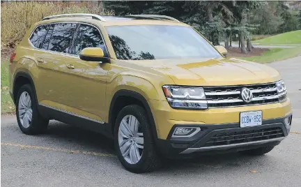  ?? GRAEME FLETCHER/DRIVING ?? The 2018 Volkswagen Atlas, a new crossover SUV, is a sort of upsized version of the popular Tiguan model.