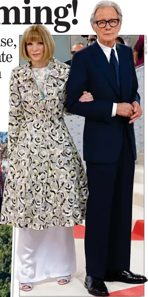  ?? ?? PROPERTY EMPIRE: Anna Wintour and her close pal Bill Nighy at this year’s Met Gala and, left, the magazine icon’s two impressive US homes