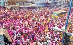  ??  ?? BJP MEMBERS celebrate the victory of party nominees in Belagavi city on May 15.