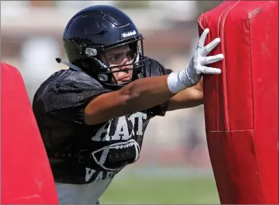  ?? Katharine Lotze/The Signal (See additional photos on signalscv.com) ?? Salazar has grown into his role as Hart’s middle linebacker. The Indians will count on him to make sure everyone’s in the right place.