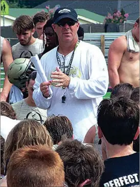  ??  ?? Calhoun head coach Hal Lamb addresses his team during a recent workout. Lamb has guided the Jackets to an incredible 122-game winning streak against region opponents and has won 16 consecutiv­e region titles entering the 2017 season. (Calhoun Times...