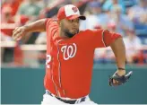  ?? John Raoux / Associated Press 2016 ?? Ex-Giants right-hander Yusmeiro Petit has pitched for five majorleagu­e teams, including the Nationals in 2016. He had a career-best 2.76 ERA with the Angels in ’17.