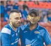  ?? Picture: Kevin Farmer ?? South West Queensland Thunder player Pasquale De Vita (left) and coach Ivor Prasad.