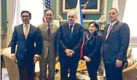  ??  ?? With (from left) Department of Trade and Industry special trade representa­tive Nicanor Bautista, Massachuse­tts Office of Internatio­nal Trade and Investment (MOITI) assistant secretary Nam Phan, Consul General Theresa Dizon-De Vega and MOITI executive...