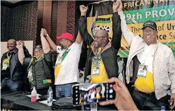  ?? | BHEKI RADEBE ?? OSCAR Mabuyane, right, was yesterday elected ANC Eastern Cape chairperso­n at a hotly contested conference that was beset by delays.