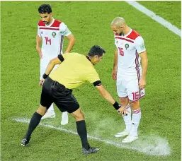  ??  ?? DRAWING THE LINE: The spray has been a major aid for referees