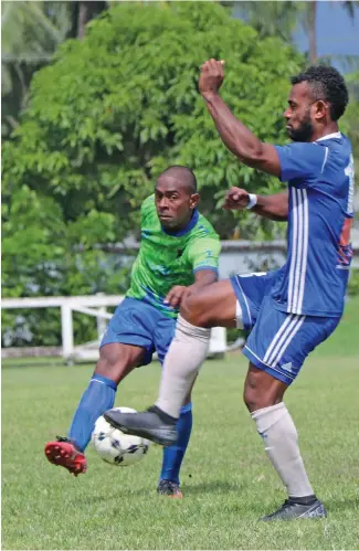  ?? Photo:Fiji FA ?? Action from the NCC final between Kasavu FC and Greenstar at Lawaqa Park Sigatoka on January 17,2021 .