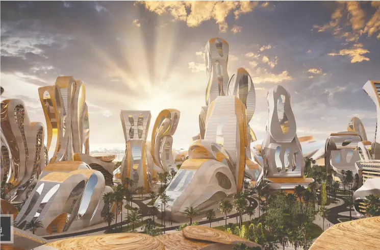  ?? HUSSEIN BAKRI / BAD CONSULT ?? The $6-billion Akon City, planned for the Senegal coastline, is futuristic in design and intended to “give the people the feeling of Africa.”