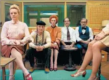  ?? SEARCHLIGH­T PICTURES ?? Elisabeth Moss, from left, Owen Wilson, Tilda Swinton, Fisher Stevens and Griffin Dunne in the Wes Anderson film “The French Dispatch.”