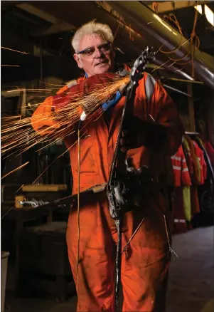  ??  ?? Parsonage in his studio where he works on his river finds