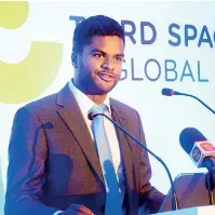  ??  ?? Third Space Global CEO Roshan Nilaweera speaks at the launch event