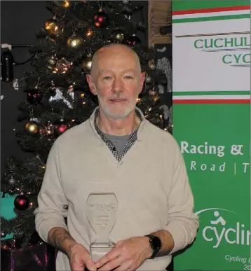  ??  ?? Club Person of the Year Donal Kieran at the Cuchulainn Cycling Club awards night.