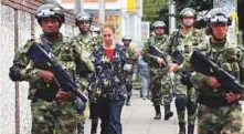  ?? AP ?? Soldiers patrol as part of pre-electoral security in Bogota, Colombia, on Saturday.