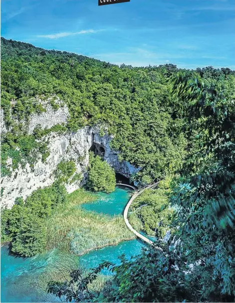  ?? Picture: https://np-plitvicka-jezera.hr/en/photos ?? TUMBLE DOWN A gorgeous turquoise pool in Plitvice Lakes National Park, Croatia.