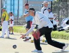  ?? Picture: FREDLIN ADRIAAN ?? ROLLING IT: Nico Groenewald of Summerwood at the Warwick Bowls South African Men’s National Championsh­ips at Westview Bowling Club