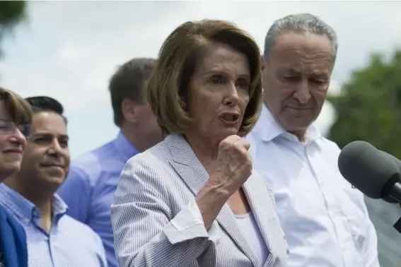  ??  ?? House Minority Leader Nancy Pelosi in Virginia yesterday, where she unveiled the new agenda (AP)