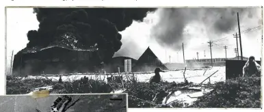  ??  ?? Følgerne af et japansk aflednings­angreb på den hollandske havn på Aleuterne ud for Alaska den 3. juni 1942. Japanerne håbede, at amerikansk­e flådeskibe ville blive sendt nordpå, så de frit kunne angribe Midway.