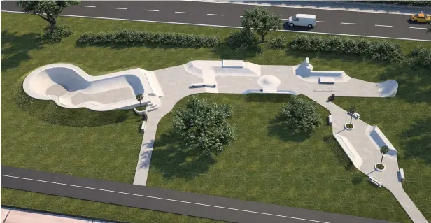  ??  ?? An image of the proposed skate park at Llwynderw, West Cross