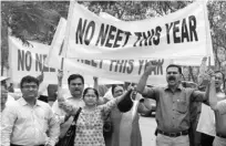  ?? ?? Parents of students preparing for NEET protest in Tamil Nadu