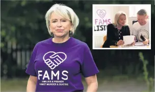  ??  ?? Support Co-founder of FAMS Ann Marie Cocozza is inviting people to the walk, and talking to charity ambassador Gary Hollywood (inset)