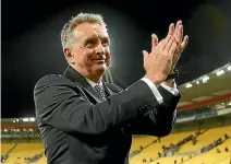  ?? GETTY IMAGES ?? Ernie Merrick applauds the crowd at Westpac Stadium this year.