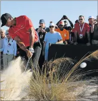  ?? Picture: GETTY IMAGES ?? IN THE ROUGH: Tiger Woods hits from out-of-bounds during the final round of the Hero World Challenge