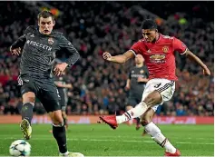  ?? PHOTO: GETTY IMAGES ?? Marcus Rashford scores Manchester United’s second goal in the 2-1 win over CSKA Moscow at Old Trafford