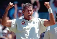  ??  ?? Perfect 10: England bowler Andy Caddick celebrates in Sydney in 2003