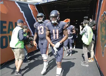  ?? | AP ?? Kevin White ( 11) broke his left shoulder blade, so KendallWri­ght ( 13) and the Bears’ other wide receivers will have to step up.