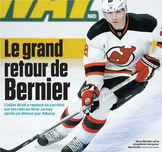  ??  ?? Steve Bernier est le cinquième marqueur des Devils.